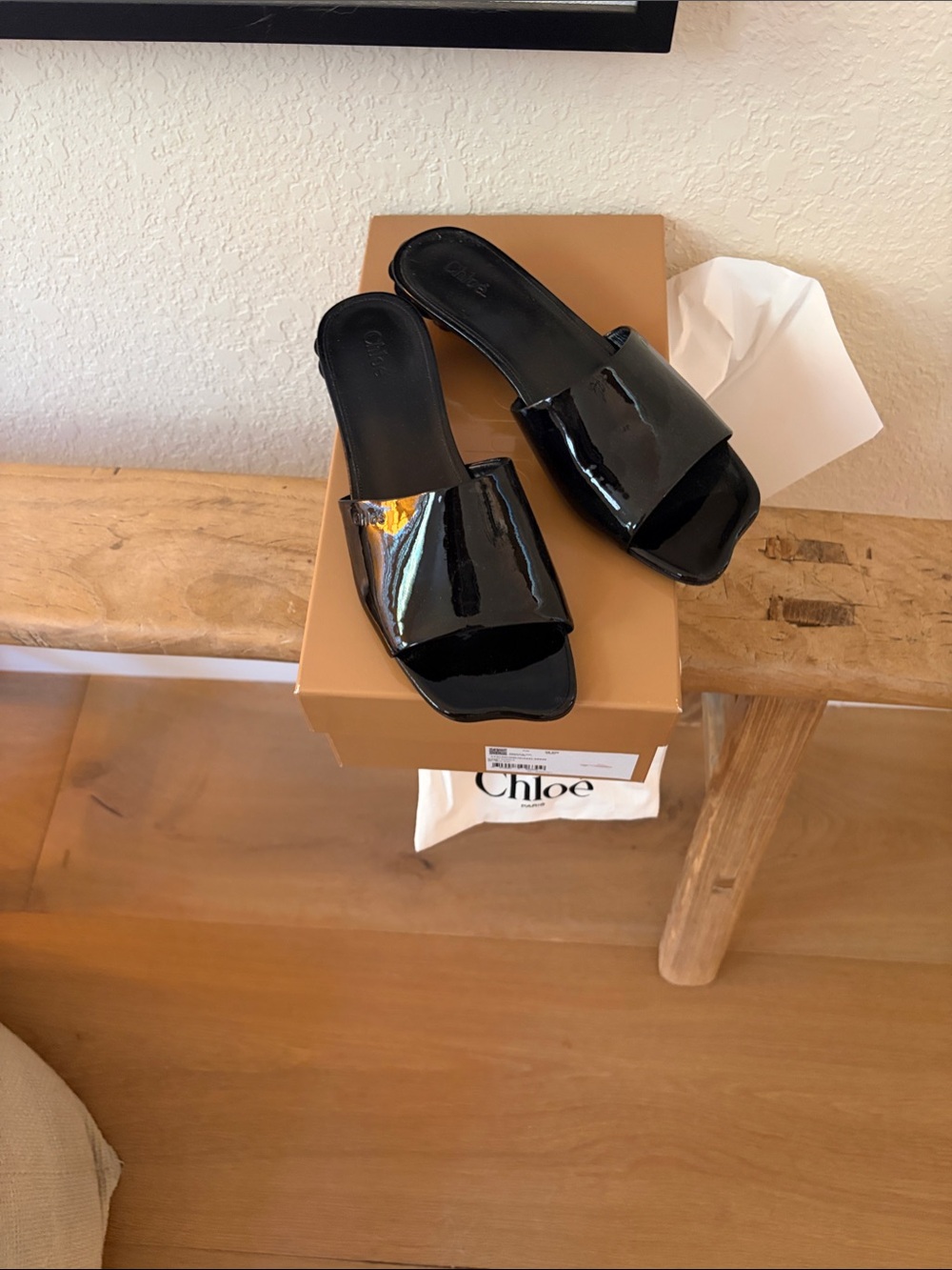 Chloe Black Flower Mule Sandals
